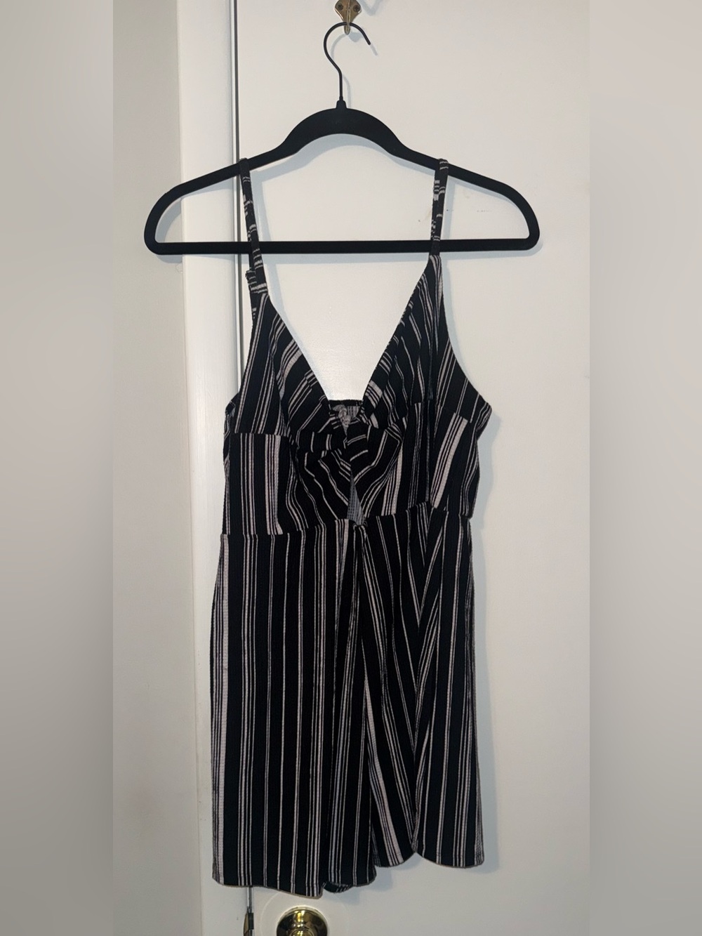 Wild Fable Black and White Striped Sleeveless Romper